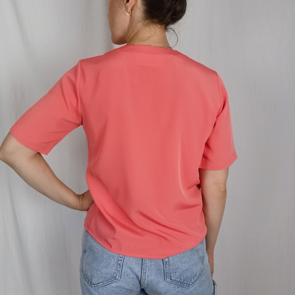 Medium vintage bright pink blouse, retro top - Picture 4 of 5